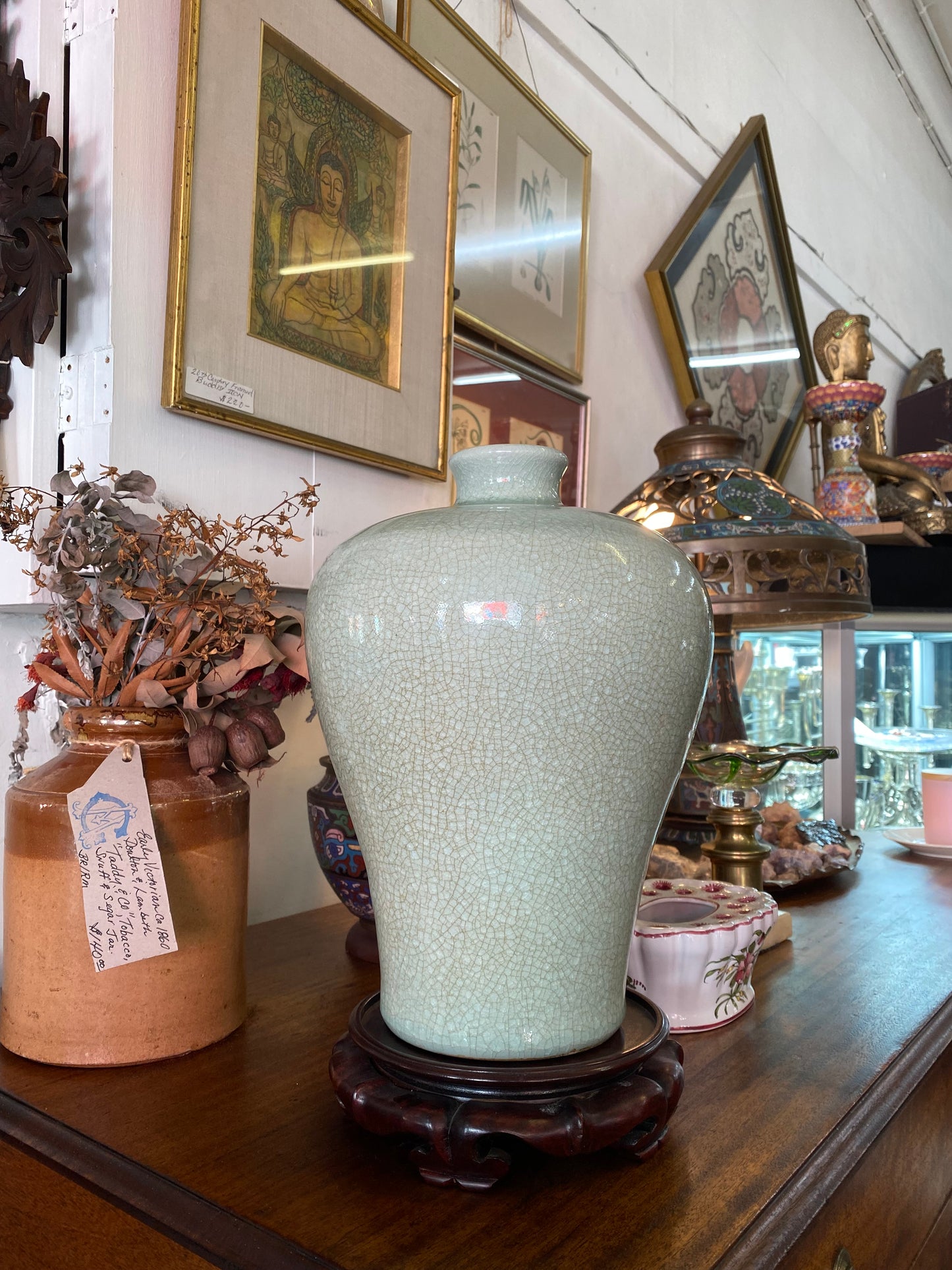 Vintage 20th century Crackle Glaze Vase in Song Dynasty Style