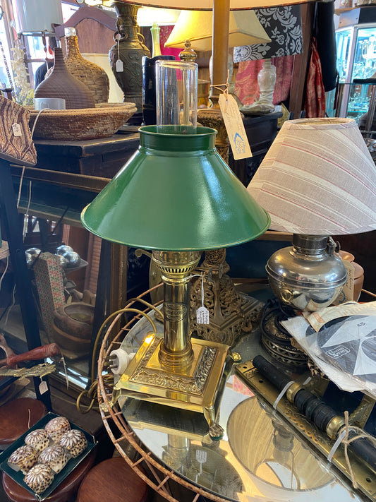 Vintage Orient Express Reproduction Toleware and Brass Lamp