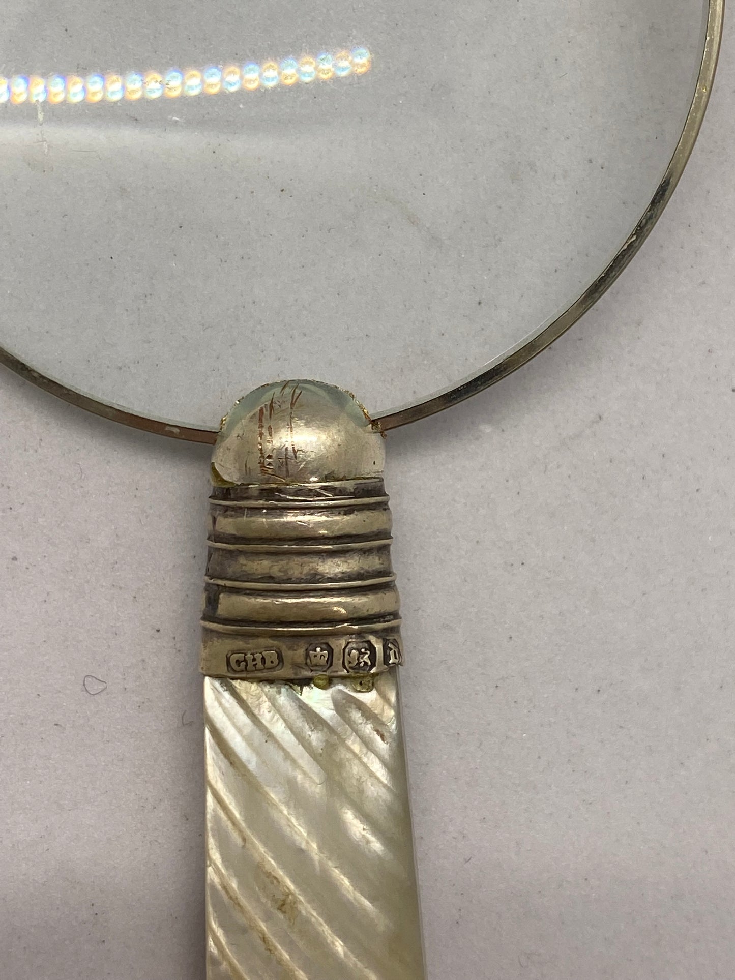 Antique Mother of Pearl handled Magnifying Glass circa 1913