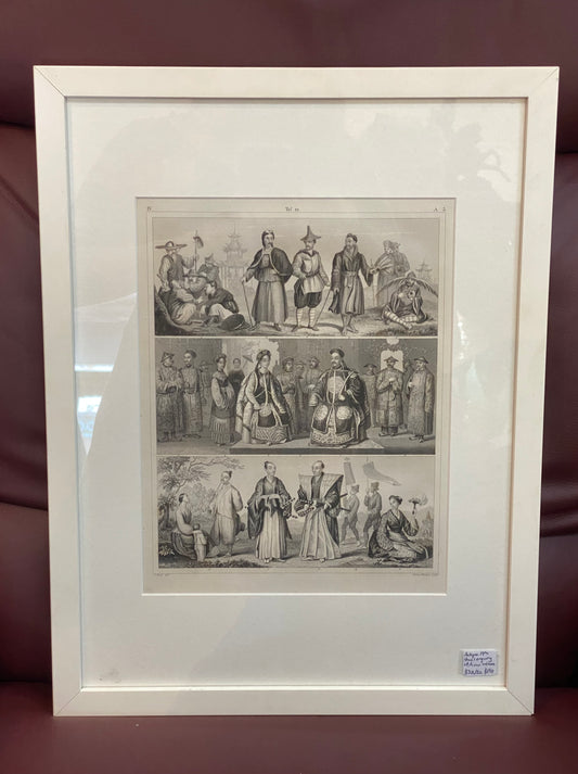 Grabado en acero de mediados del siglo XIX realizado por Henry Winkles sobre tres países asiáticos