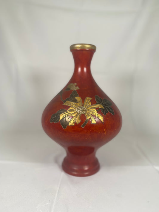 1920s late Meiji to early Showa period Painted Bronze Vase by Shoho (Katsumine)