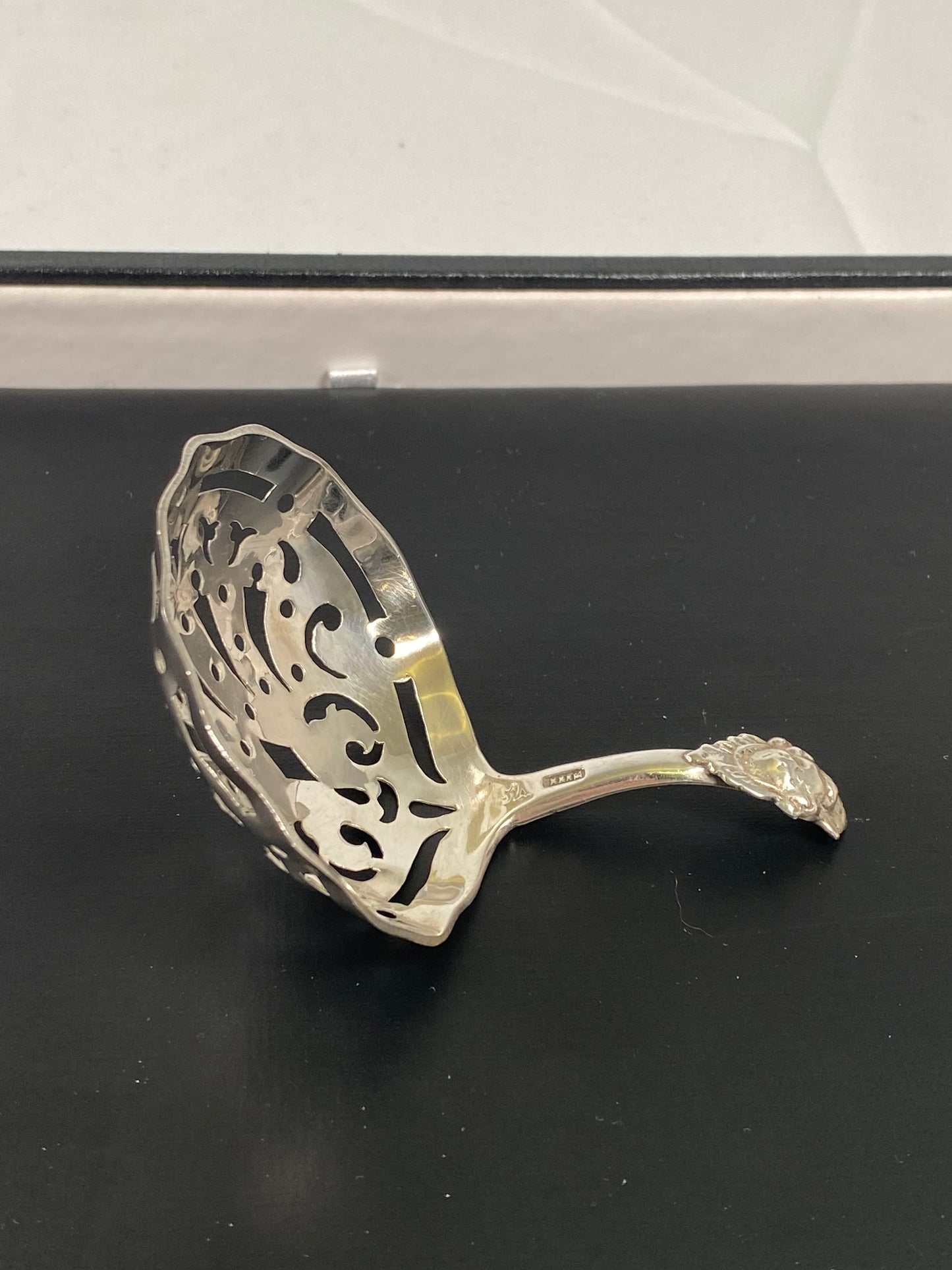 Early 20th Century Dutch .835 Silver Tea Strainer w/ Pierced Design, J. Vos & Co.