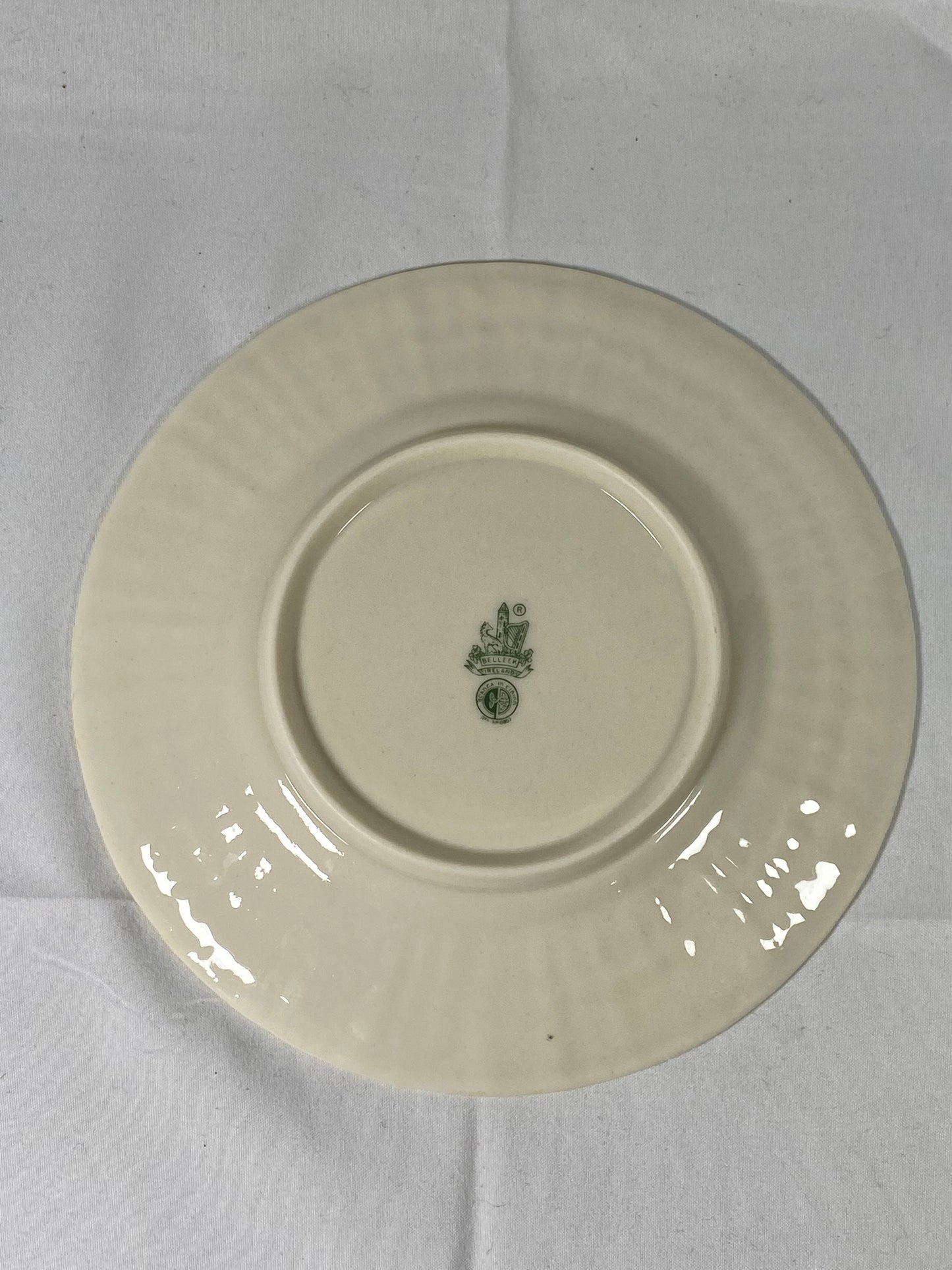 4 件套复古 Belleek 茶杯三件套,砗磲图案,第 6 届绿色标志