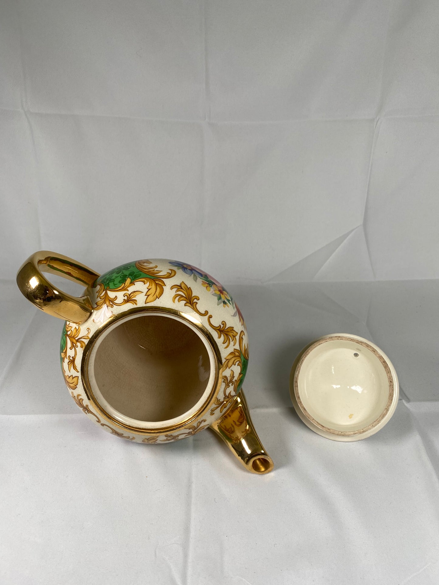 Rare Sadler England Green Floral Teapot, Sugar Bowl & Creamer 3 pc Set
