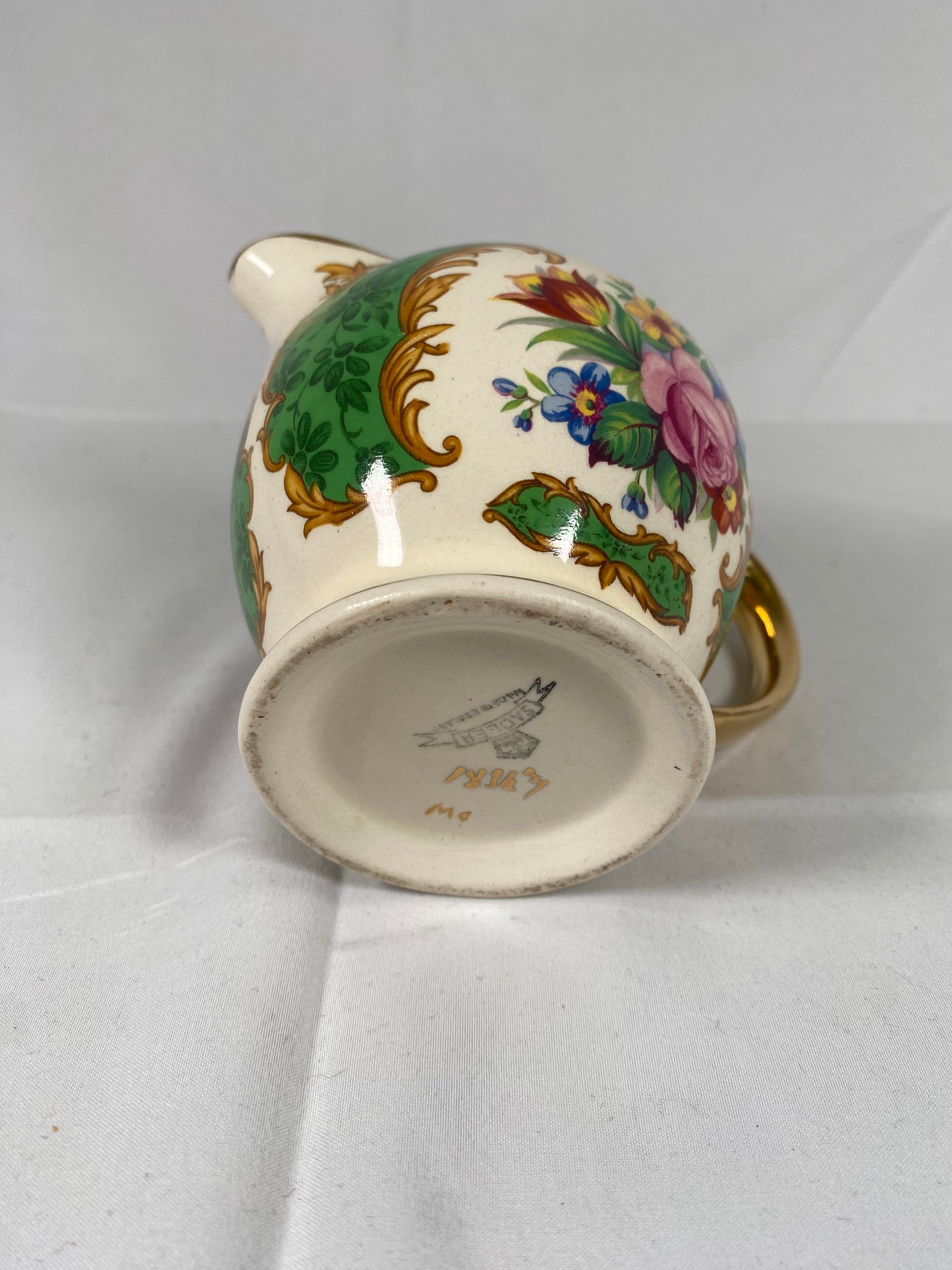 Rare Sadler England Green Floral Teapot, Sugar Bowl & Creamer 3 pc Set
