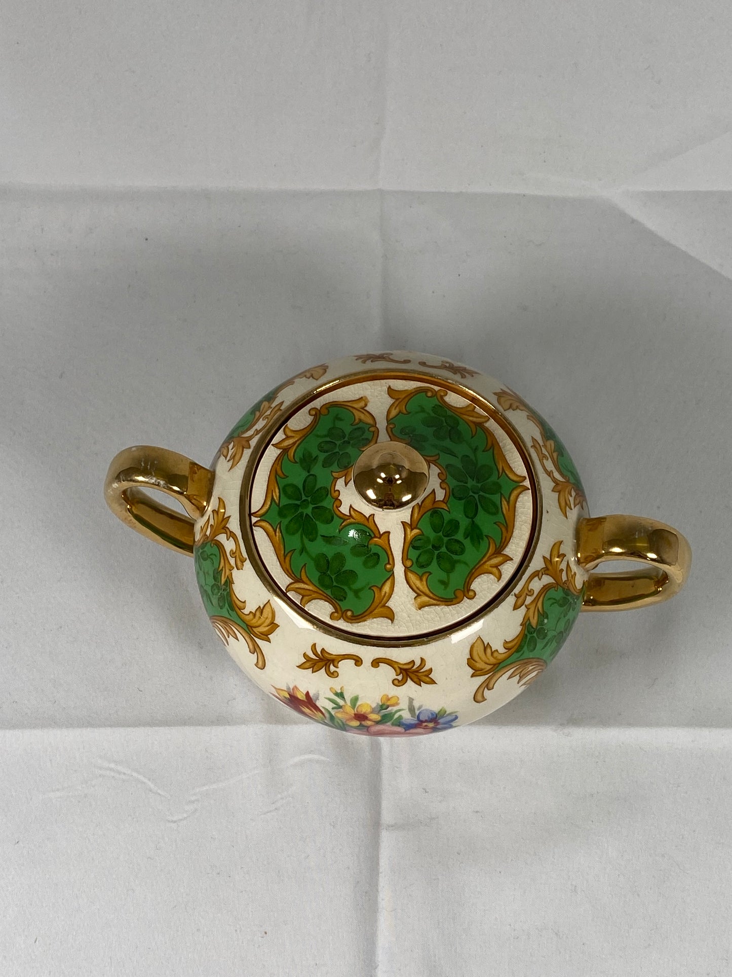 Rare Sadler England Green Floral Teapot, Sugar Bowl & Creamer 3 pc Set