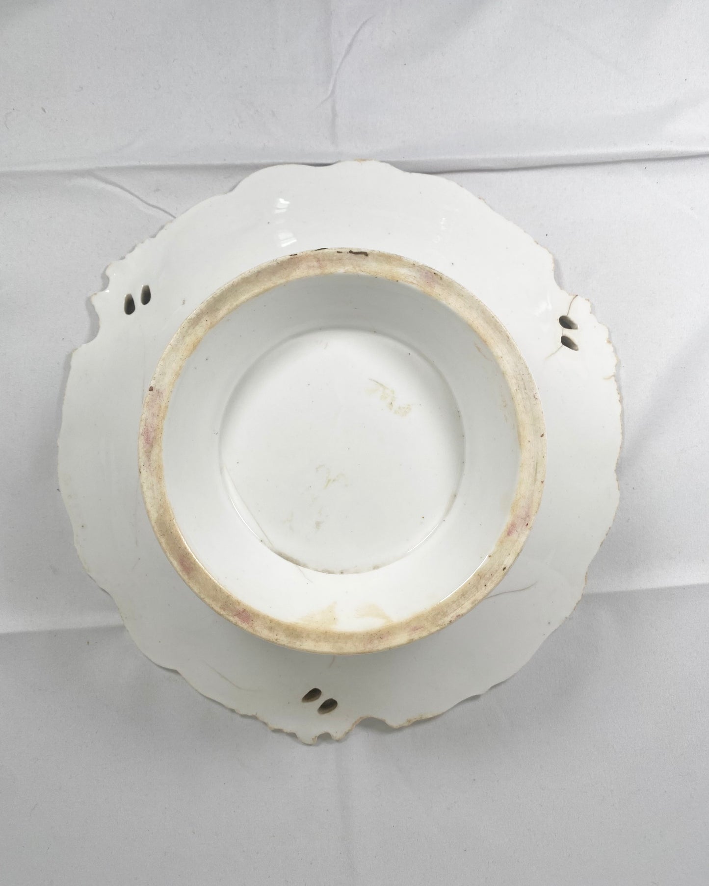 18th Century European Porcelain Comport, Hand Painted, Gilt Rim