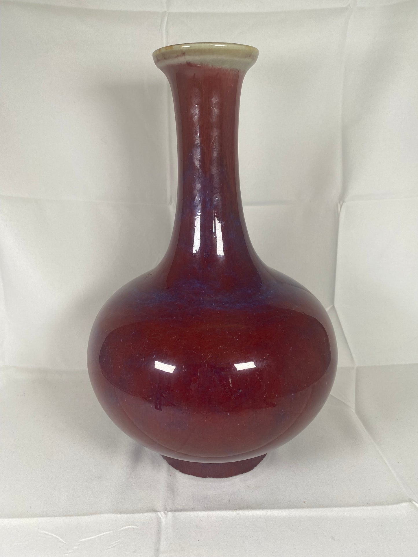 19th century Chinese Jun kiln style Sang de Boeuf or Oxblood Flambe Glaze Vase