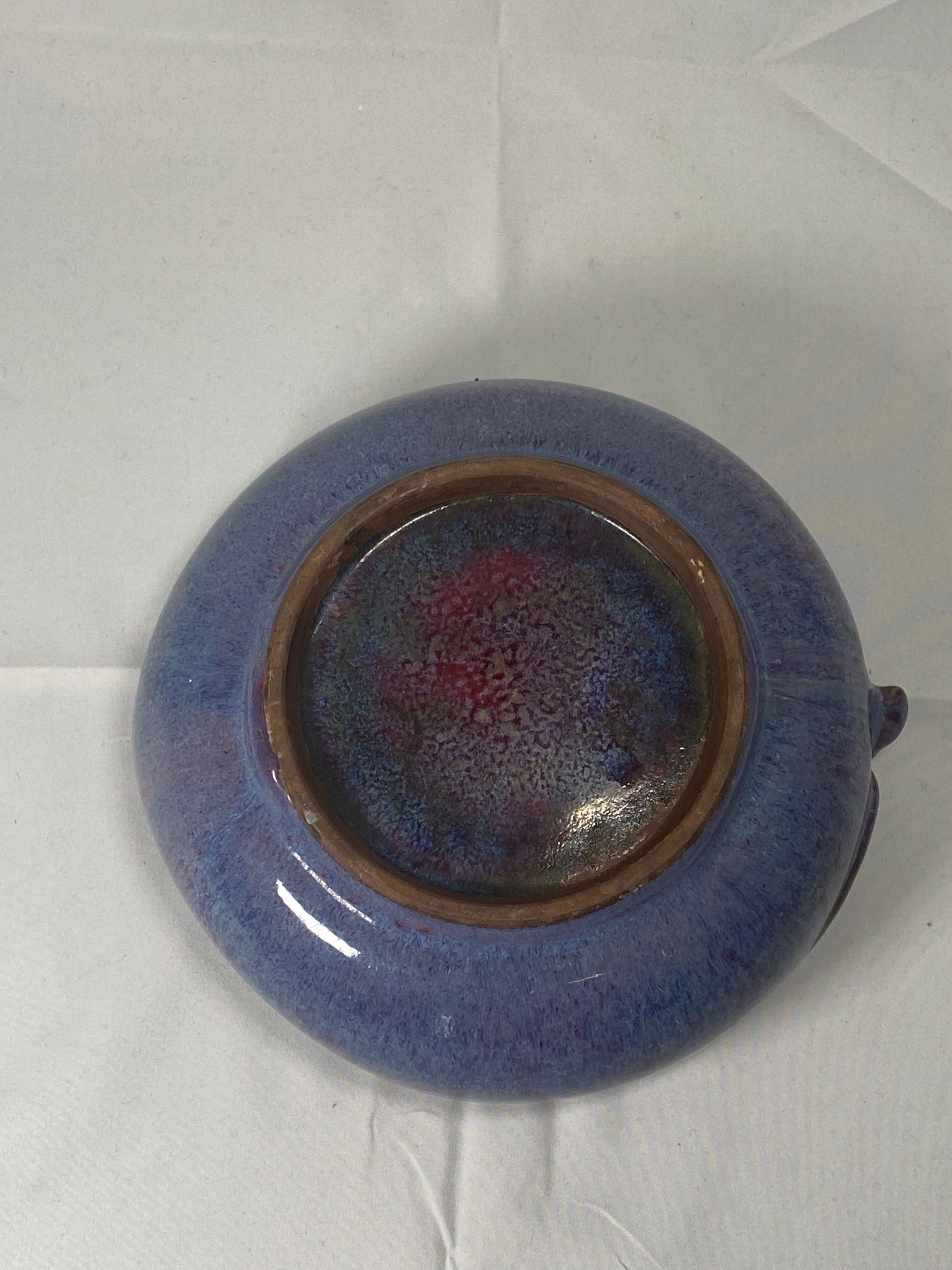 18th century Jun Kiln Style Sang De Boeuf or Oxblood Flambe Glaze Peach Form Brush Washer