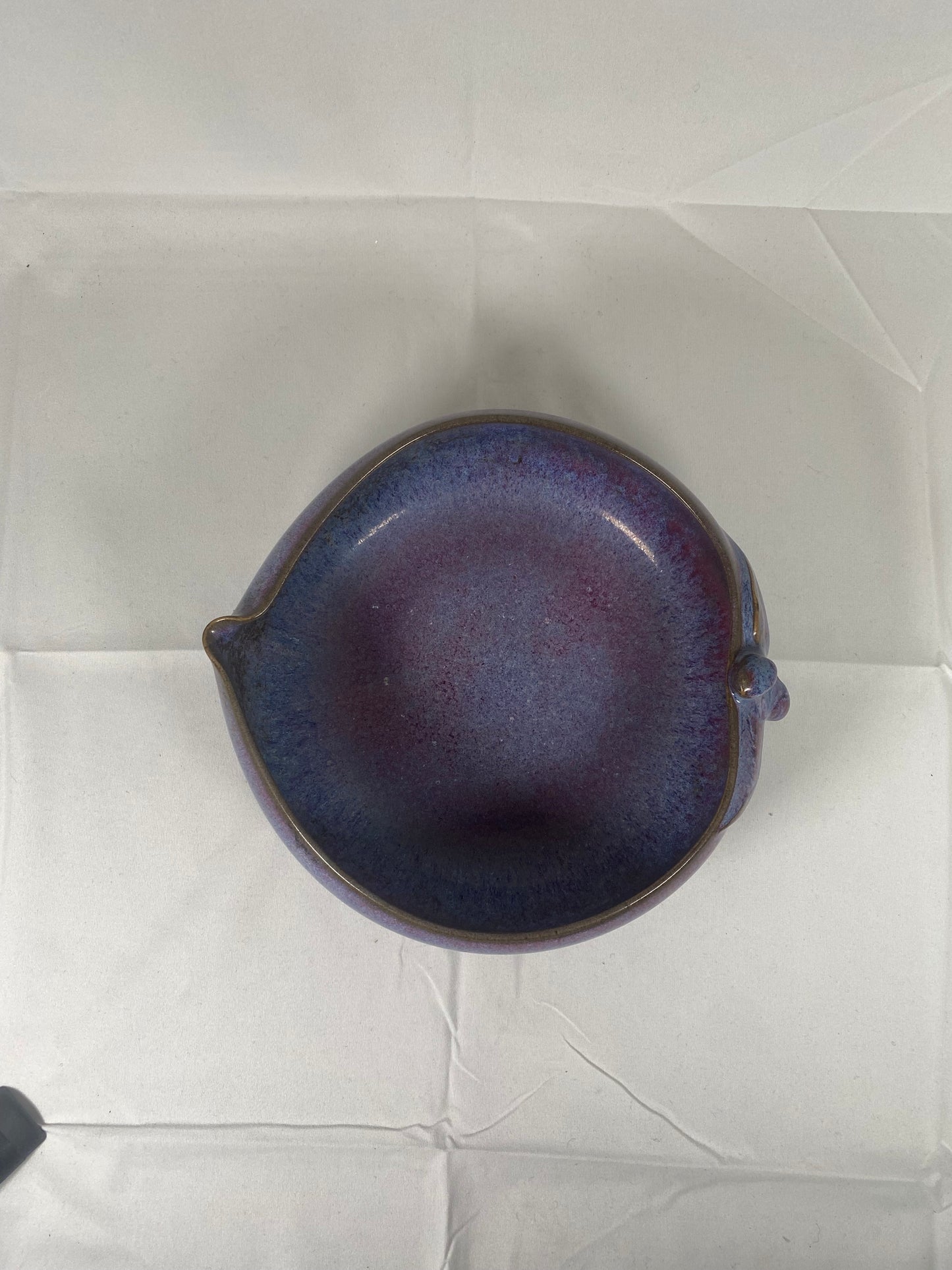 18th century Jun Kiln Style Sang De Boeuf or Oxblood Flambe Glaze Peach Form Brush Washer