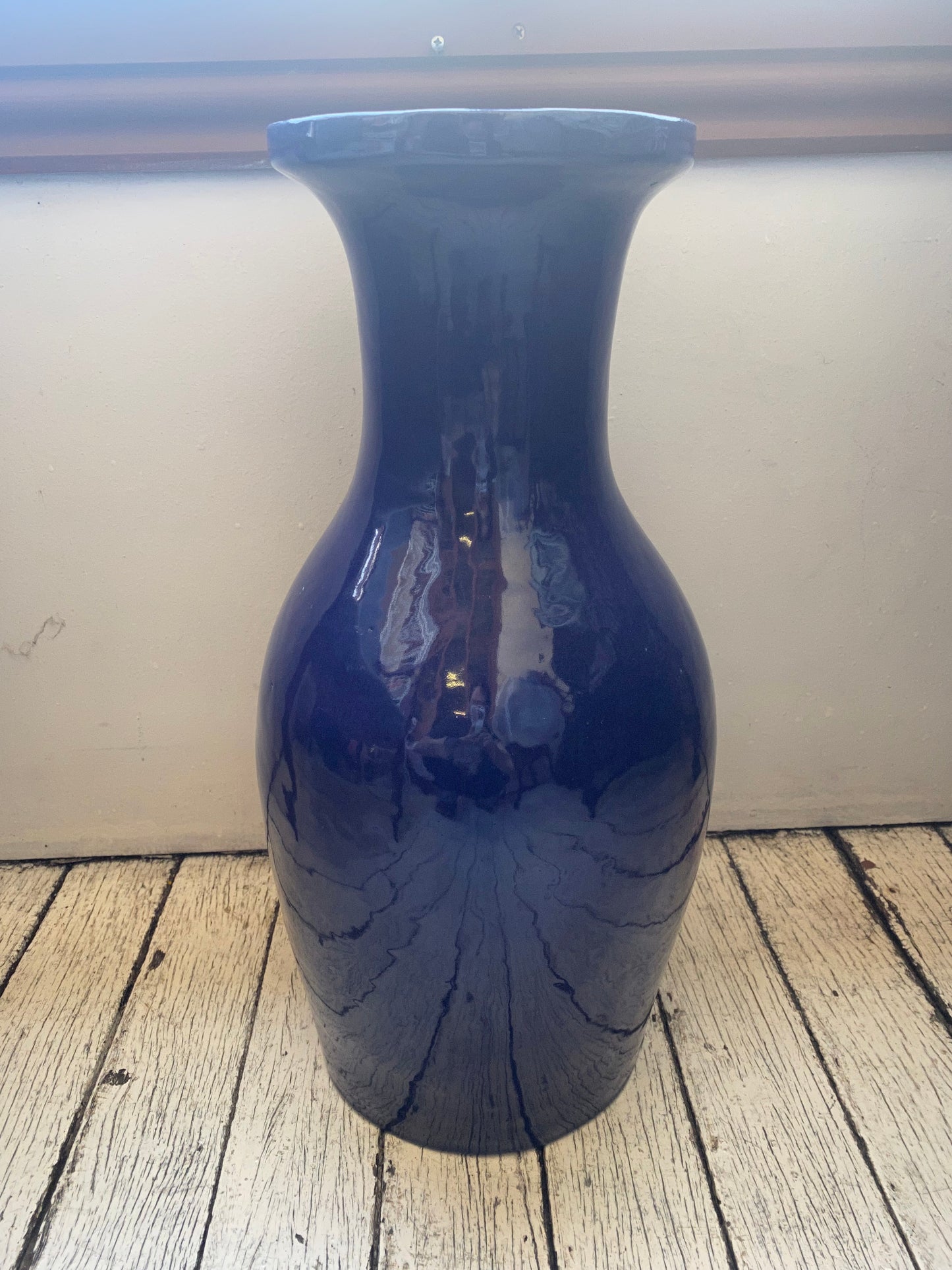 Large 20th century Chinese Statement Earthenware Vase, Majolica Details