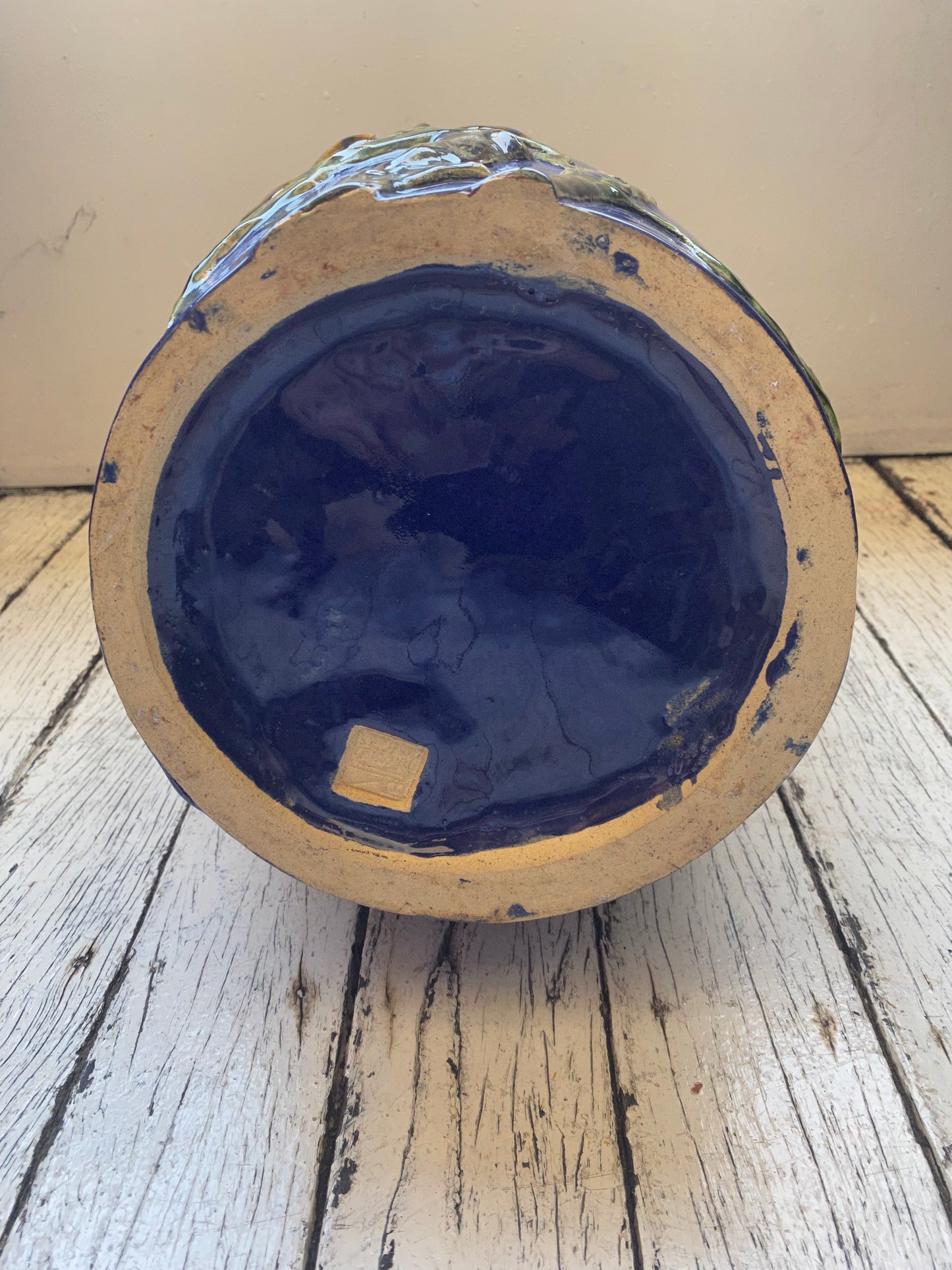 Large 20th century Chinese Statement Earthenware Vase, Majolica Details