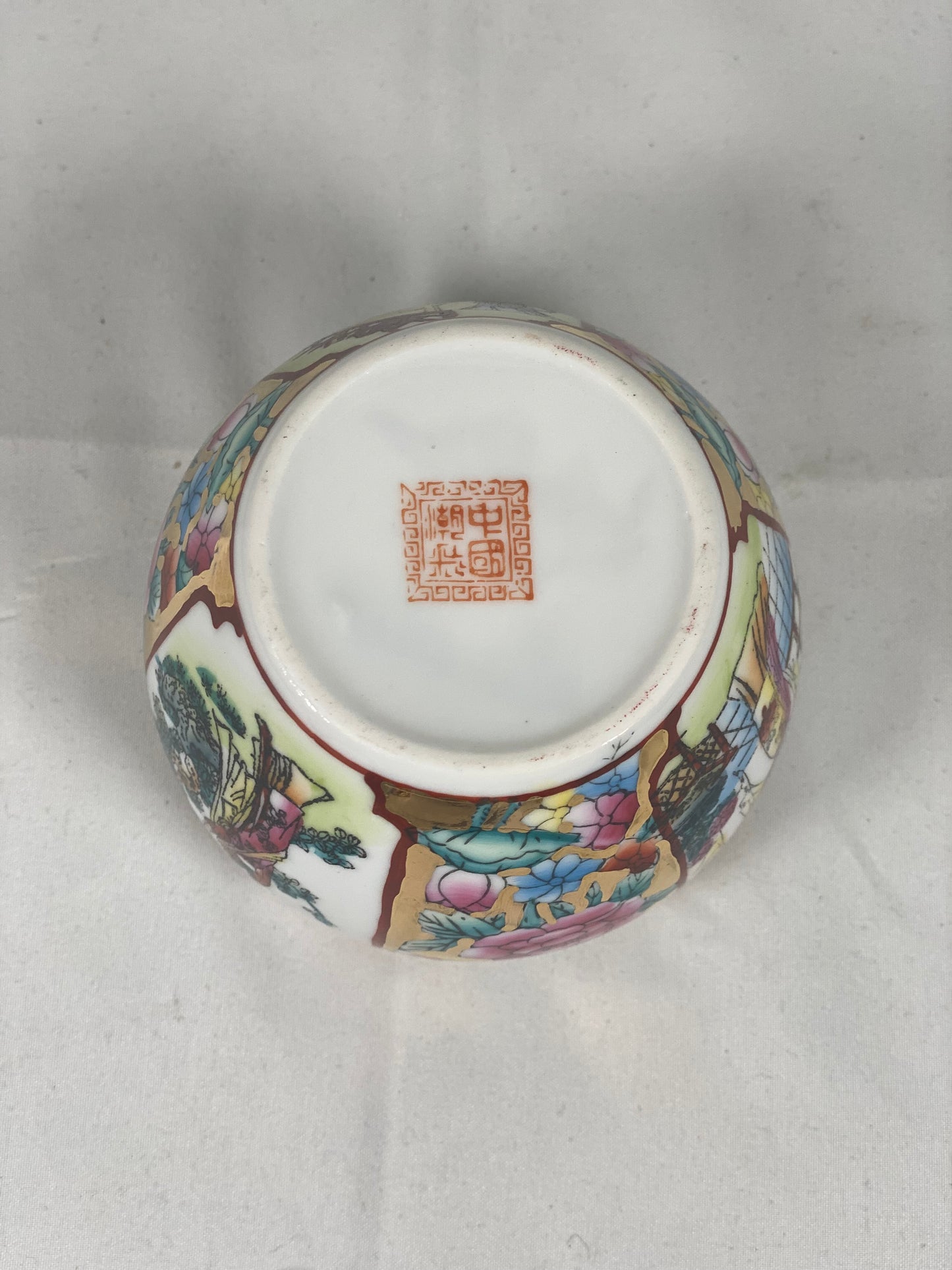 Vintage Chinese souvenir hand-painted eggshell porcelain fishbowl
