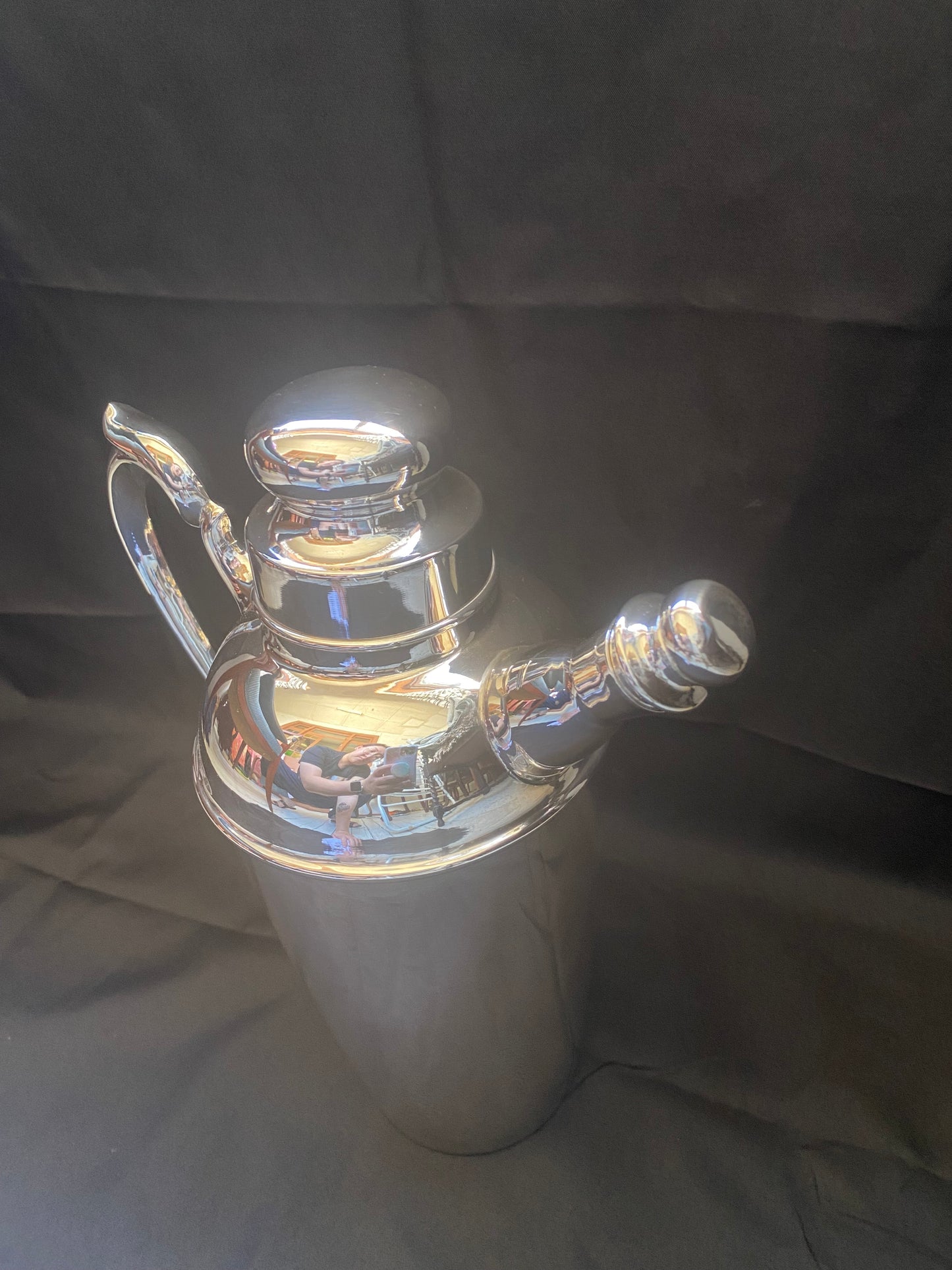 装饰艺术风格 Camusso 秘鲁纯银鸡尾酒调酒器和倒酒器