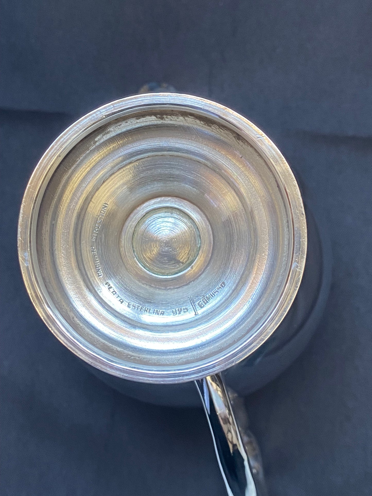 Azucarero y jarro para crema con tapa de plata esterlina peruana Camusso Art Decó