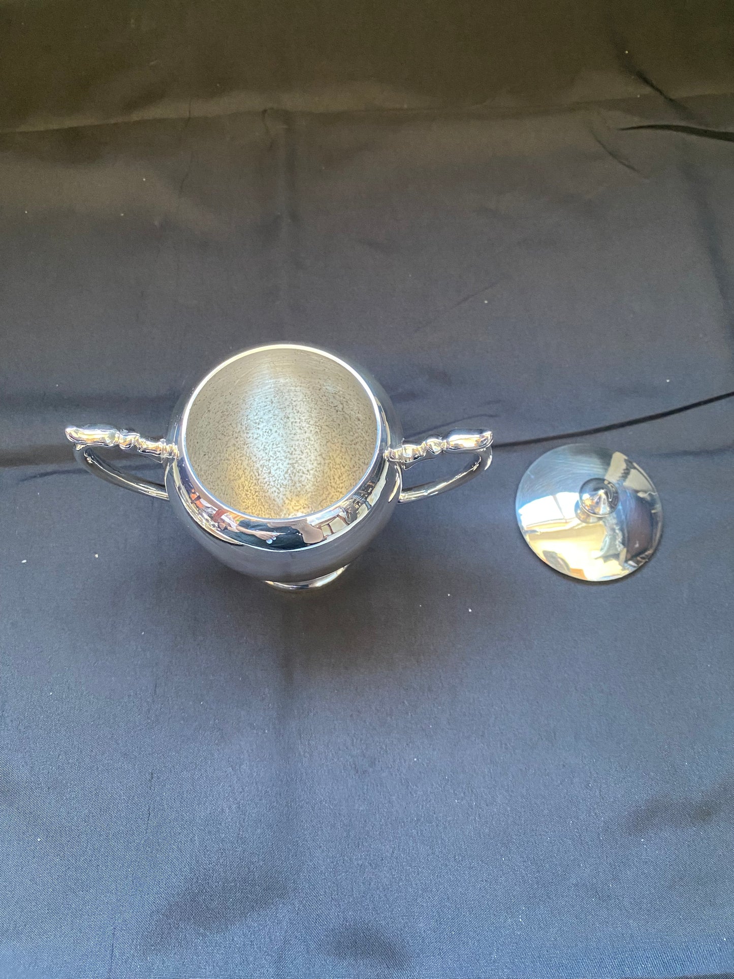 Azucarero y jarro para crema con tapa de plata esterlina peruana Camusso Art Decó