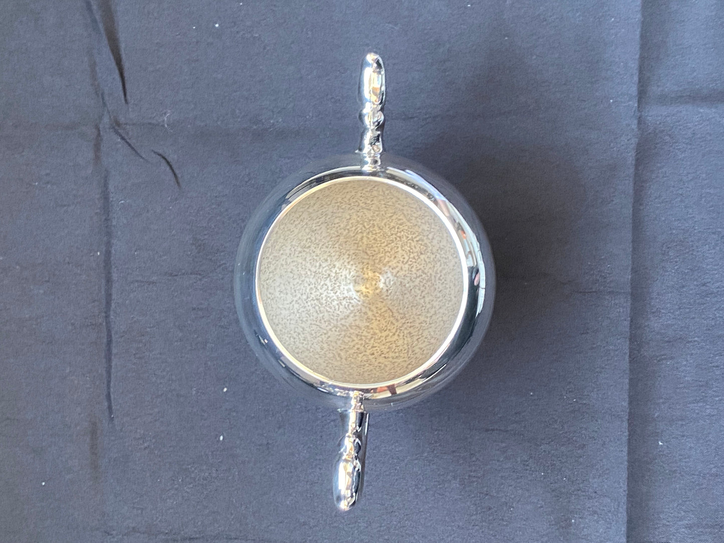 Azucarero y jarro para crema con tapa de plata esterlina peruana Camusso Art Decó