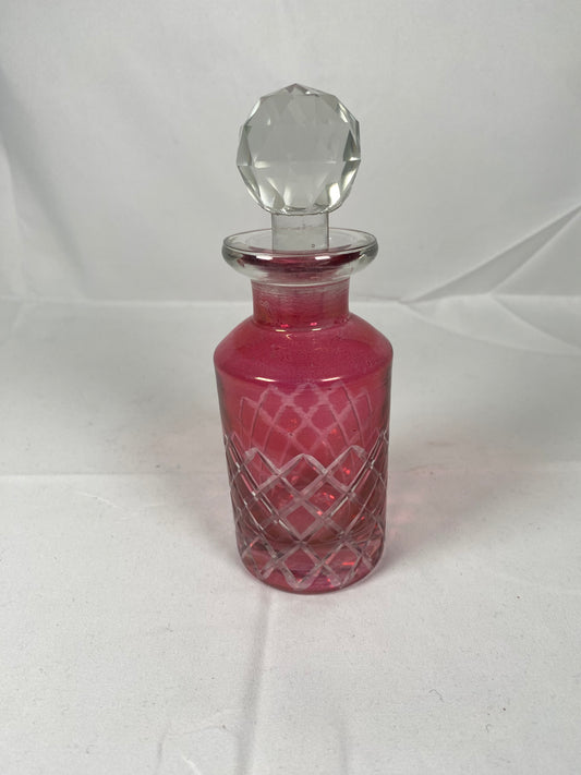 Vintage Cut Crystal Ruby Flash Bottle with Stopper