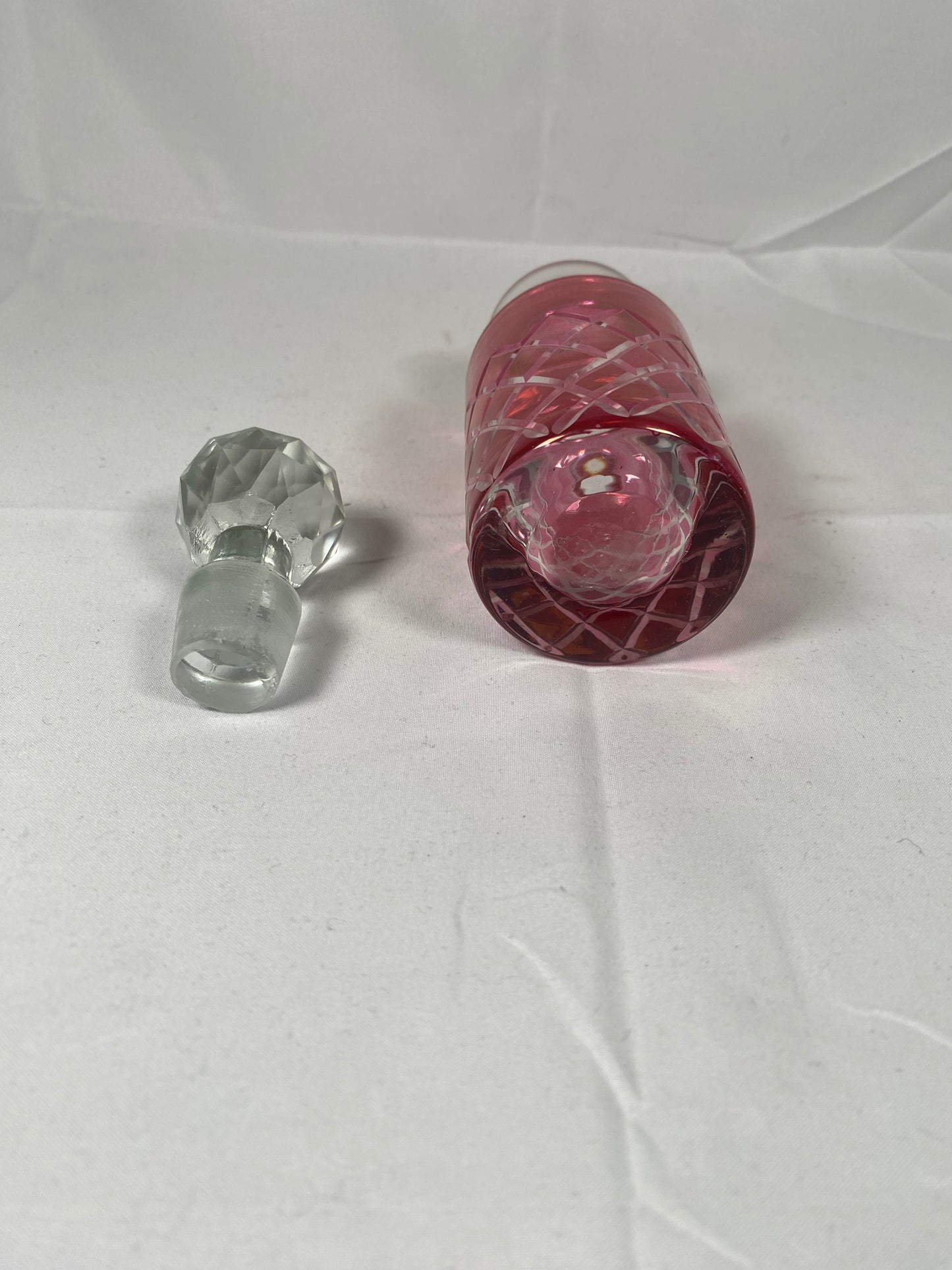 复古切割水晶红宝石闪光瓶带瓶塞