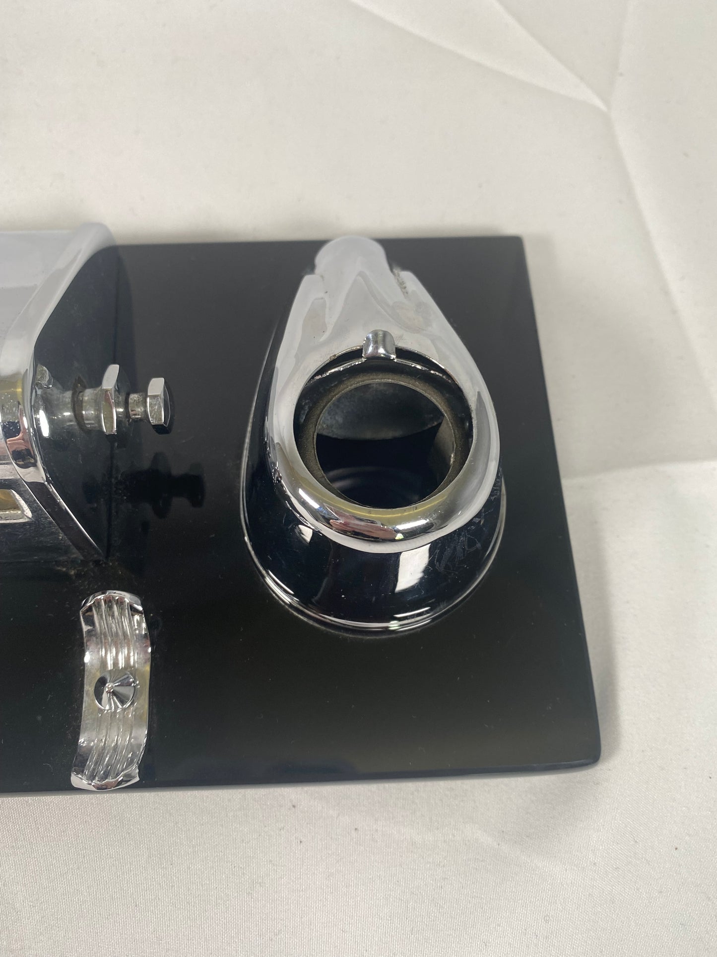 Juego de escritorio/escritorio Art Deco Ranleigh de cromo y vidrio Vitrolite