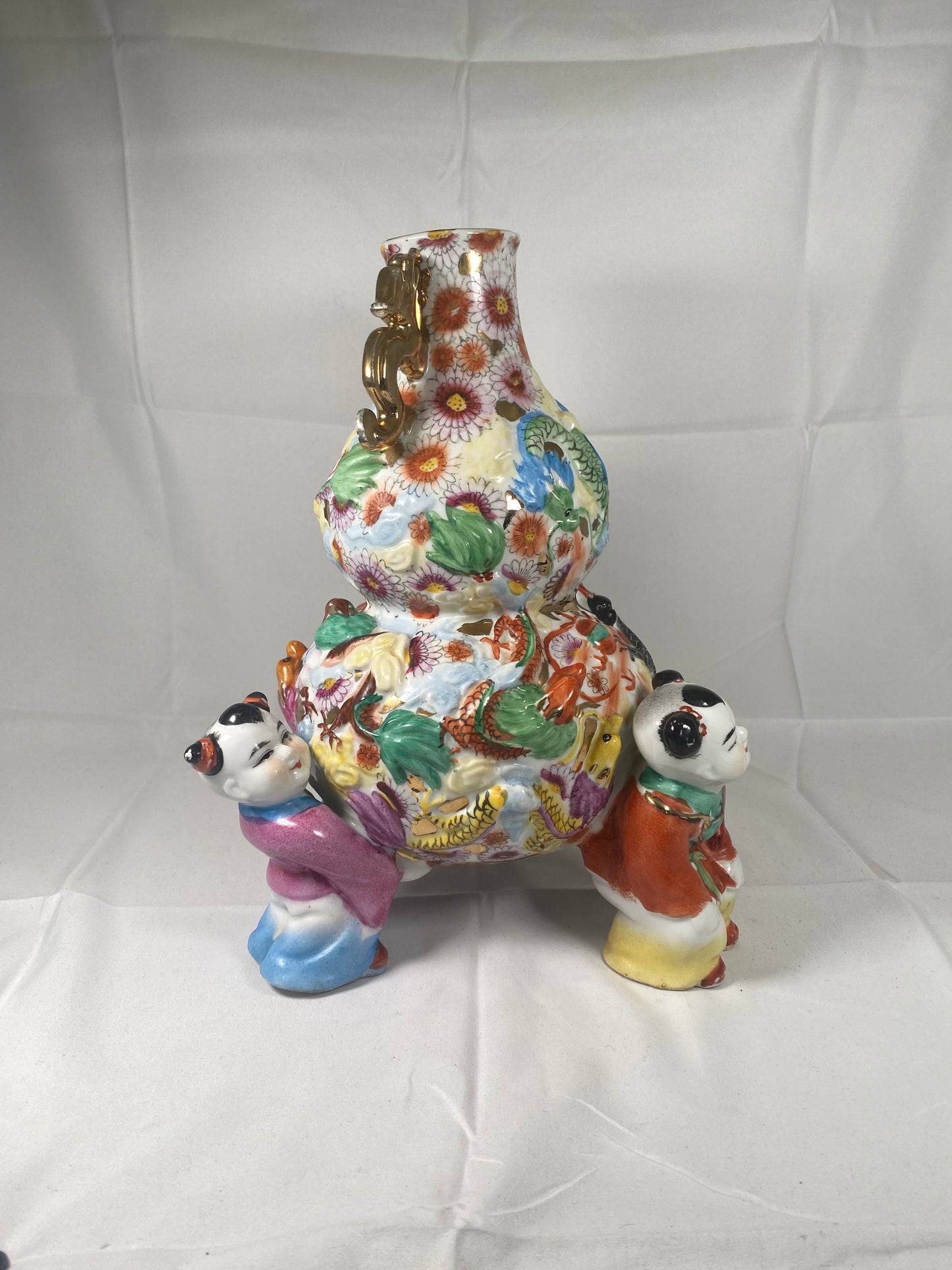 Midcentury fencai 'Children At Play" figural Chinese vase
