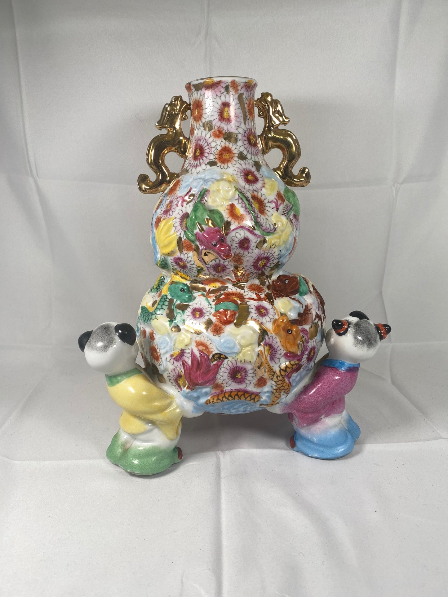 Midcentury fencai 'Children At Play" figural Chinese vase