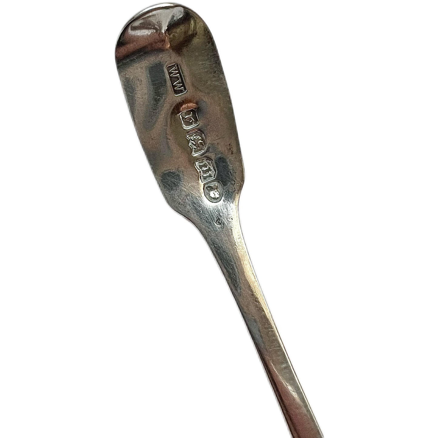 Antique provincial William IV sterling silver condiment spoon, Exeter, 1833, William Woodman