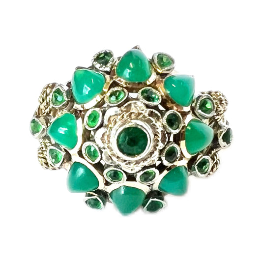 Midcentury 14k gold jade and emerald ‘Thai Princess’ ring