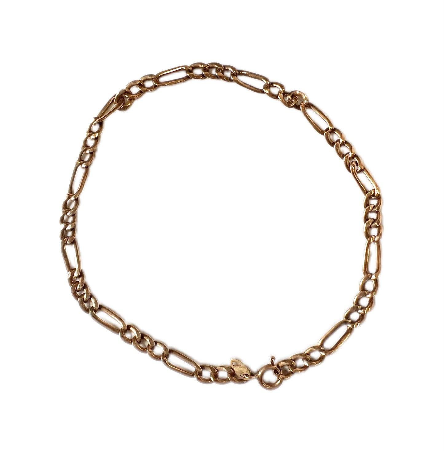 Vintage Italian 9ct yellow gold Figaro flatlink bracelet