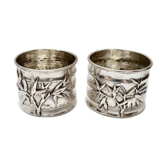 Pair of Chinese export silver offering or ceremonial wine cups by Sing Fat