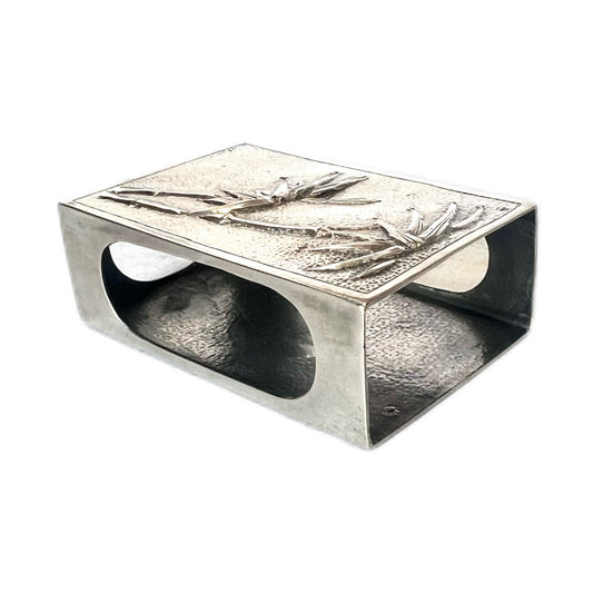 Near antique Chinese export silver Tuck Chang matchbox holder, estate of Shanghai Police Supt. J.F. Lovell