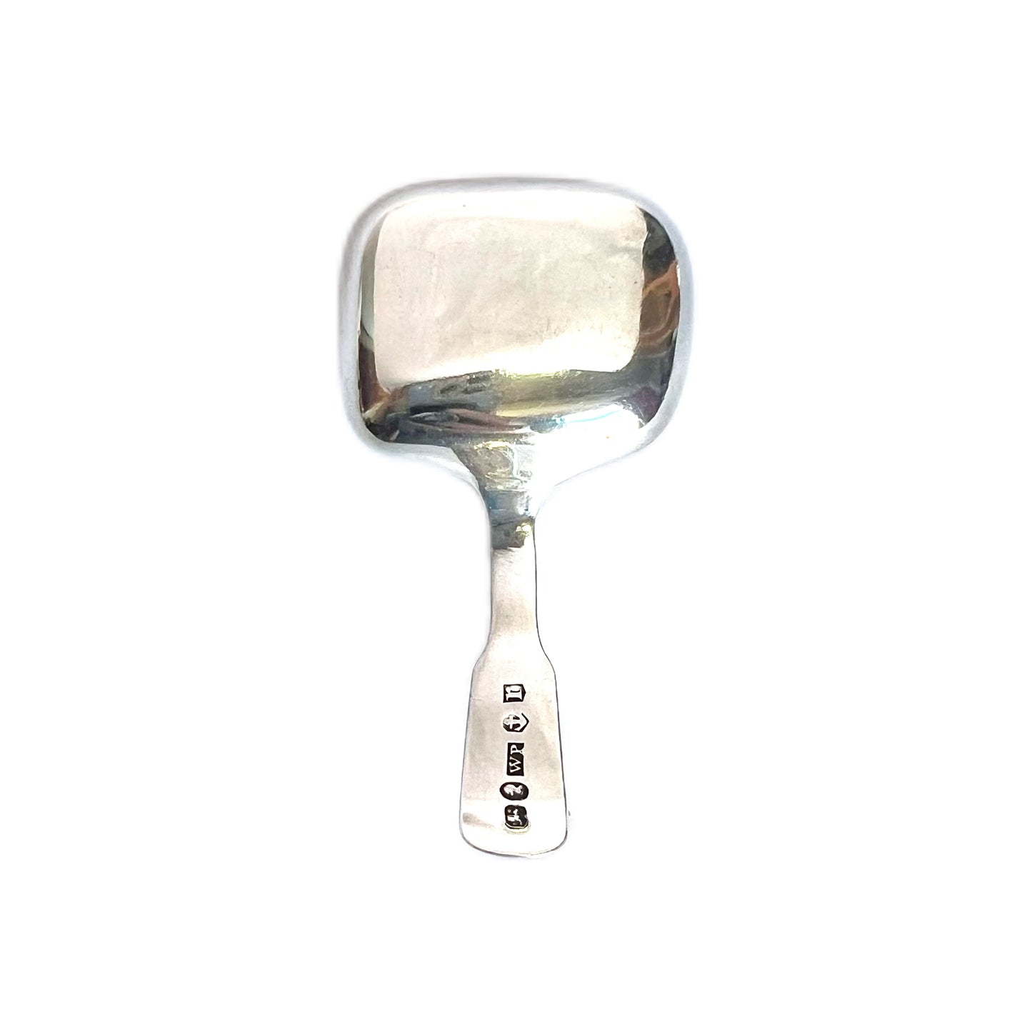 Antique George III sterling silver tea caddy spoon, by William Pugh, 1815