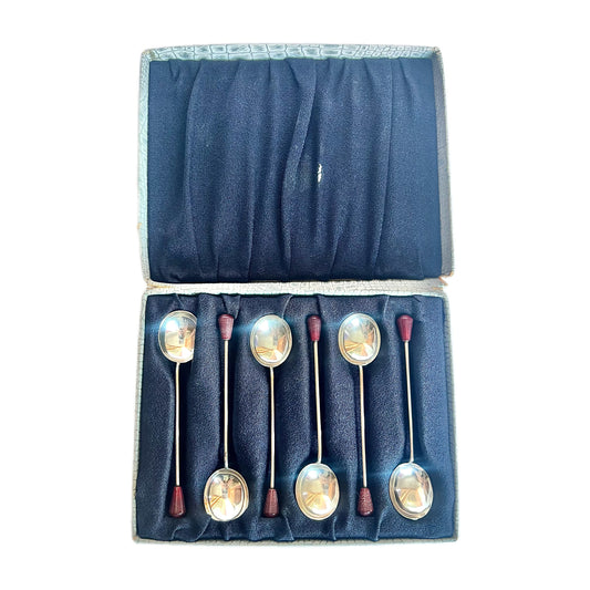 6 vintage Australian sterling silver coffee spoons with Bakelite finials