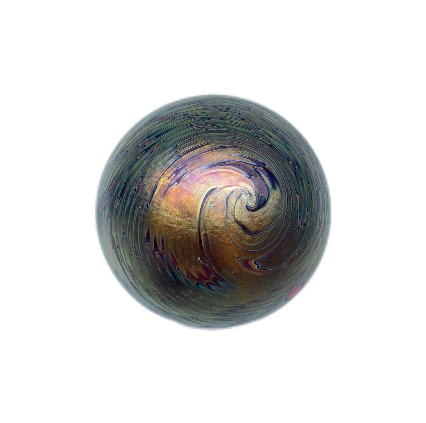 Handblown Australian art glass iridescent paperweight by Robert Wynne of Denizen Glass