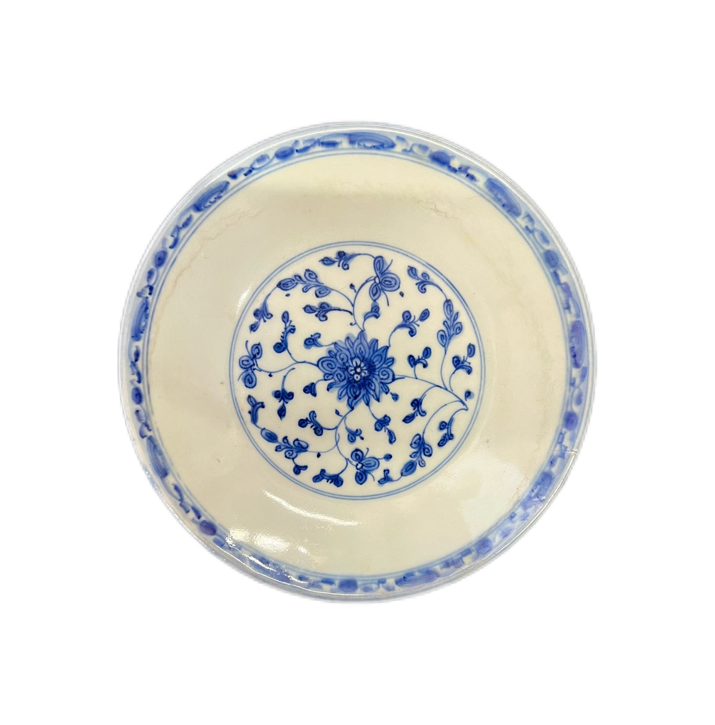 Antique Qianlong period lotus motif porcelain dish