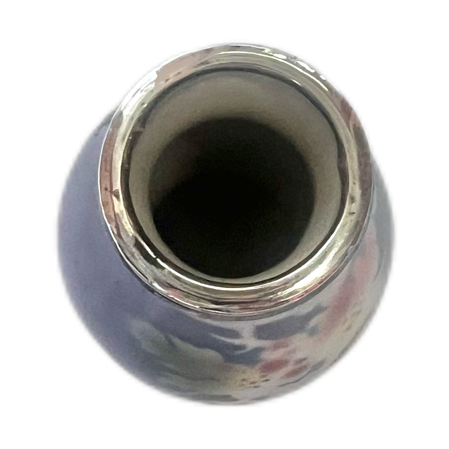 Antique George V Compton ware vase with sterling silver rim