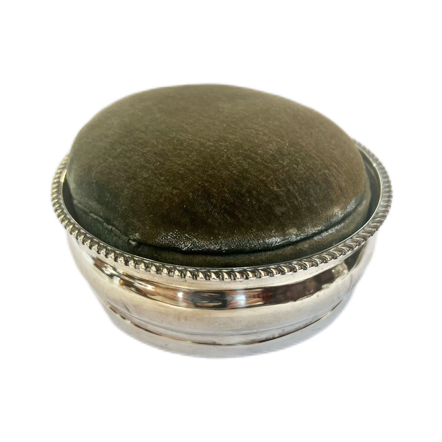 Antique Victorian fabric and sterling silver pincushion, Levi & Salaman