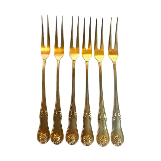 Set of 6 20th century Norwegian .830 gilt silver cocktail forks, J Tostrup