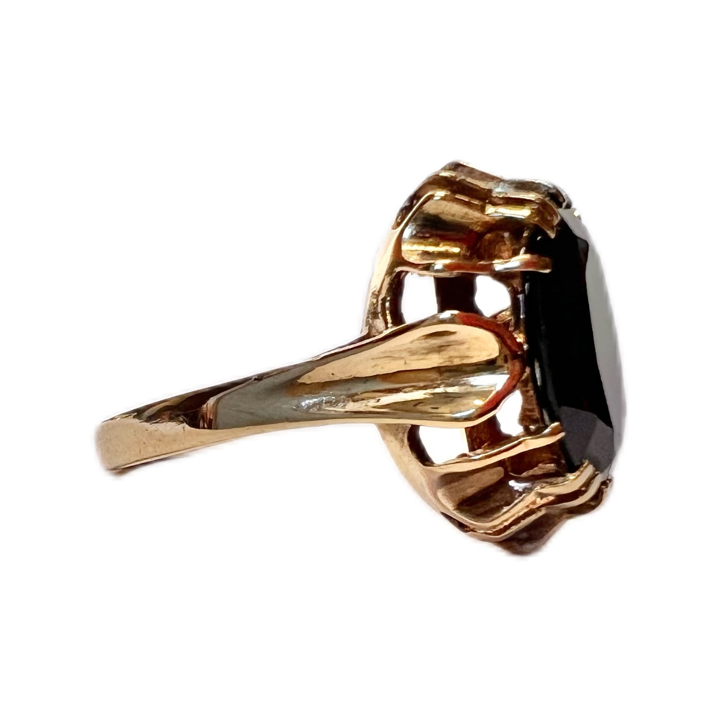 Midcentury Statement 9ct Gold and Garnet Cocktail Ring