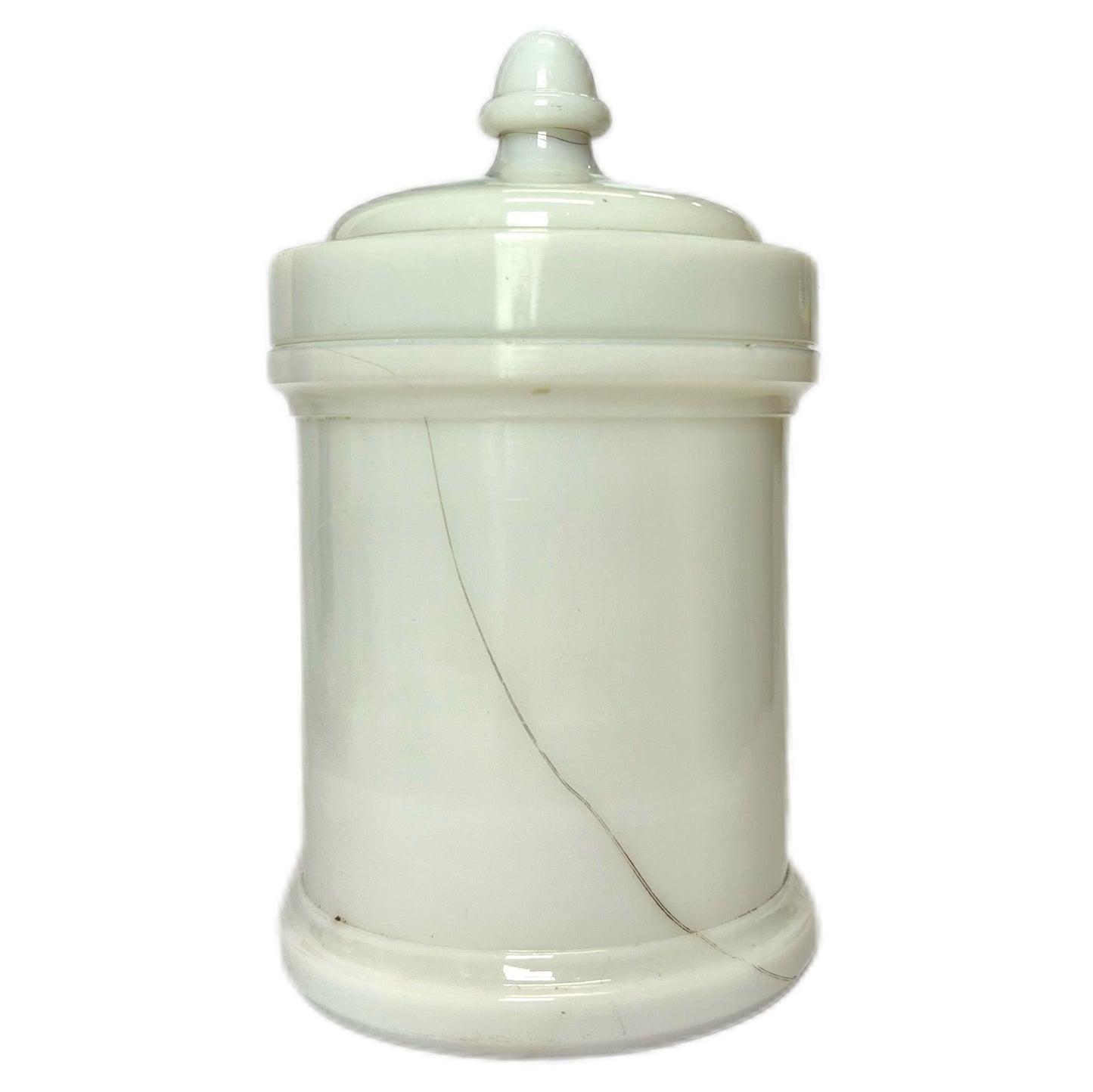 Antique Whitall Tatum Milk Glass Apothecary Jar- Belladonna Ointment