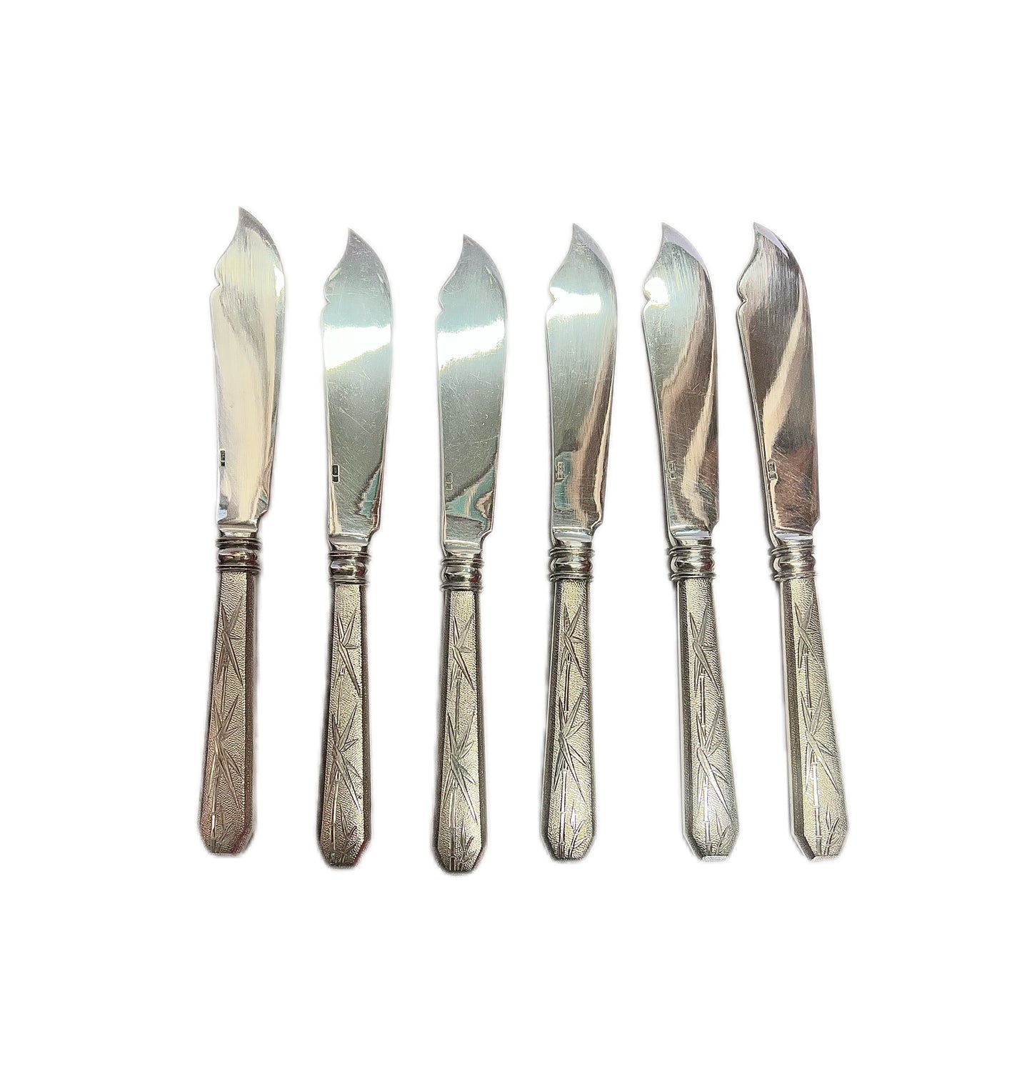 Near antique 12 piece set of Chinese export silver fish eaters, Shanghai Municipal Police Supt. Lovell's estate