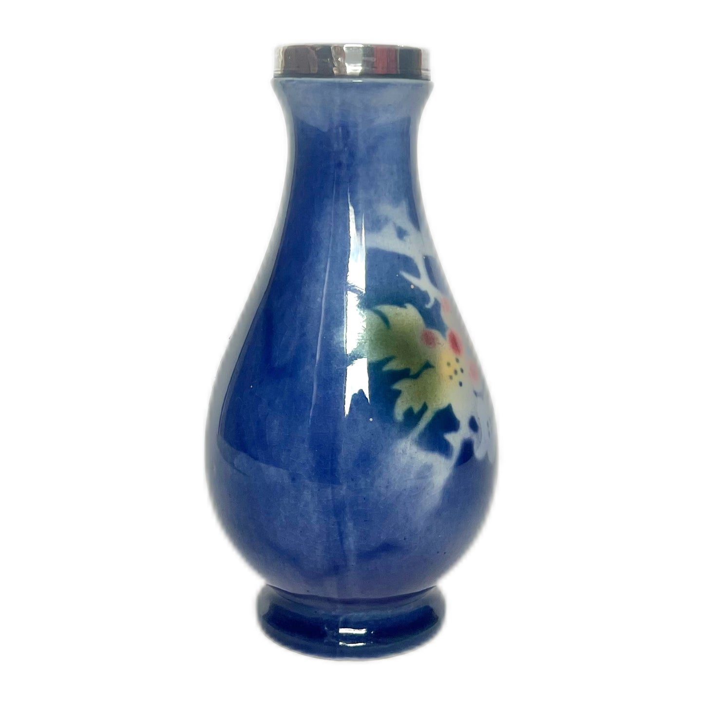 Antique George V Compton ware vase with sterling silver rim