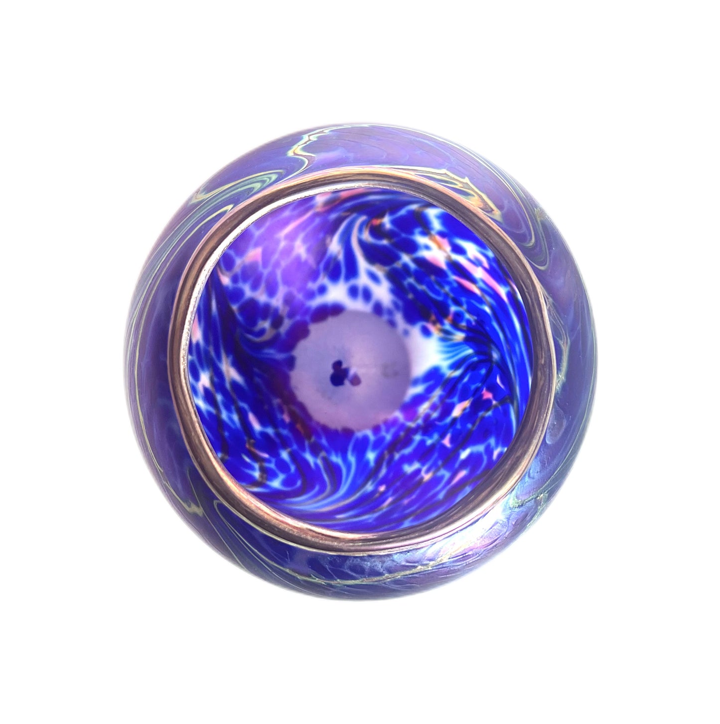 Vintage Australian cobalt iridescent hand-blown art glass vase, Ian Johnstone