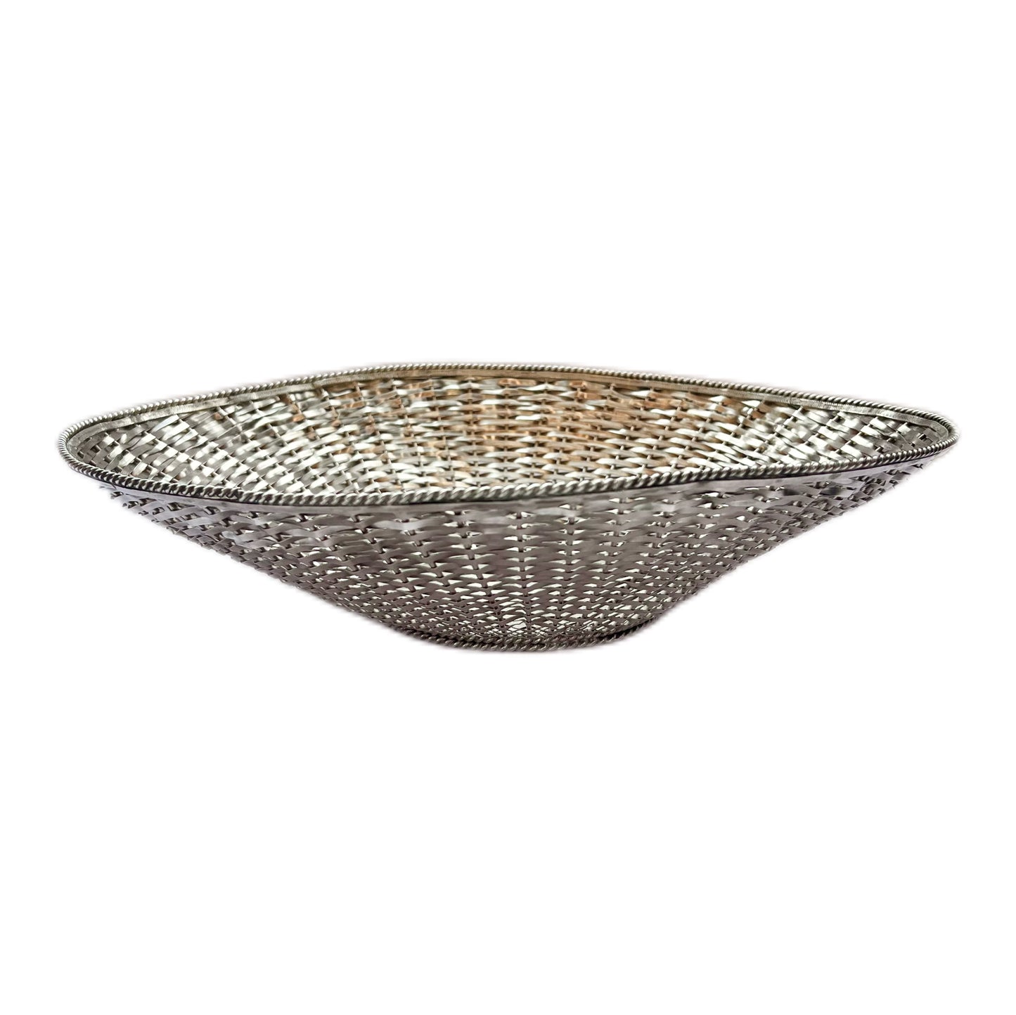 Midcentury Taxco Mexico sterling silver woven basket by Alfredo Villasana