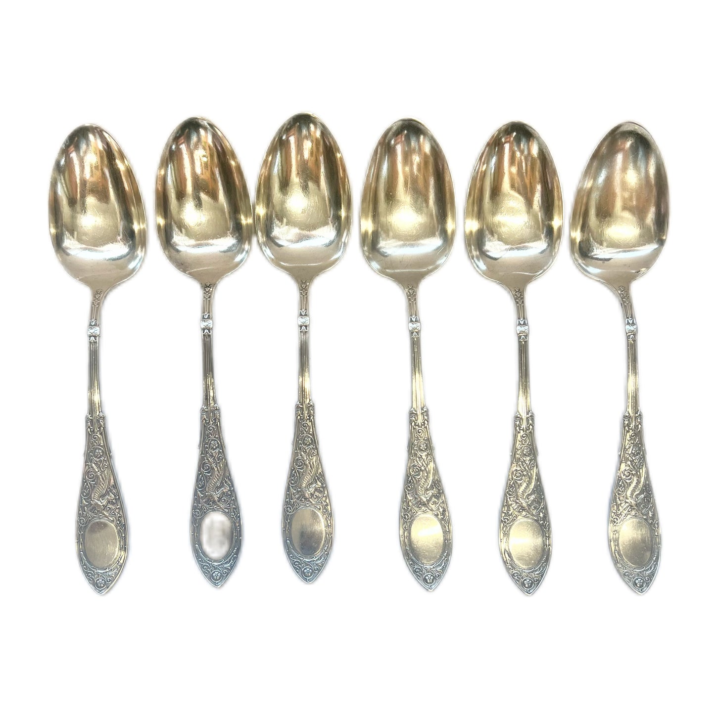 Antique Arabesque pattern sterling silver spoon by the Whiting Manufacturing Company circa 1875 to 1926