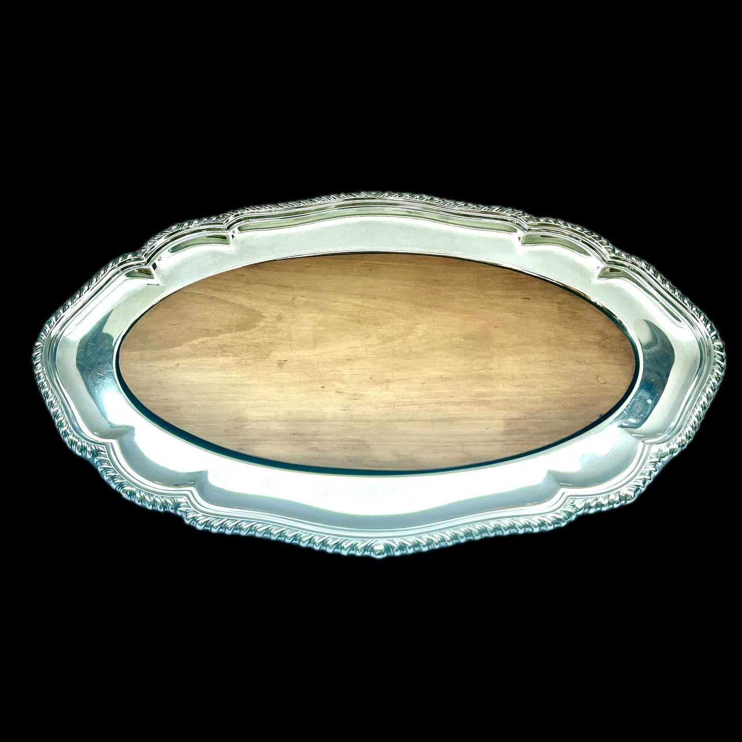 Mappin & Webb George VI sterling silver serving tray/ charcuterie board, with marks for Sheffield, 1937