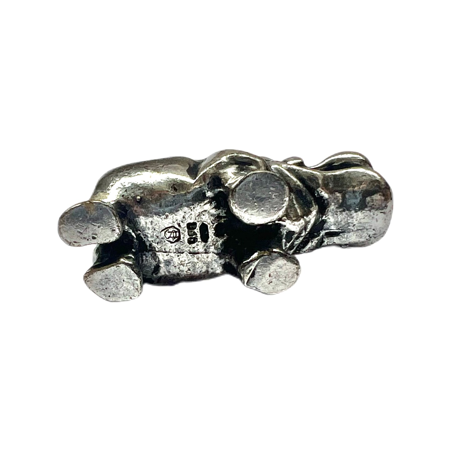 Vintage miniature novelty figural silver hippo figurine