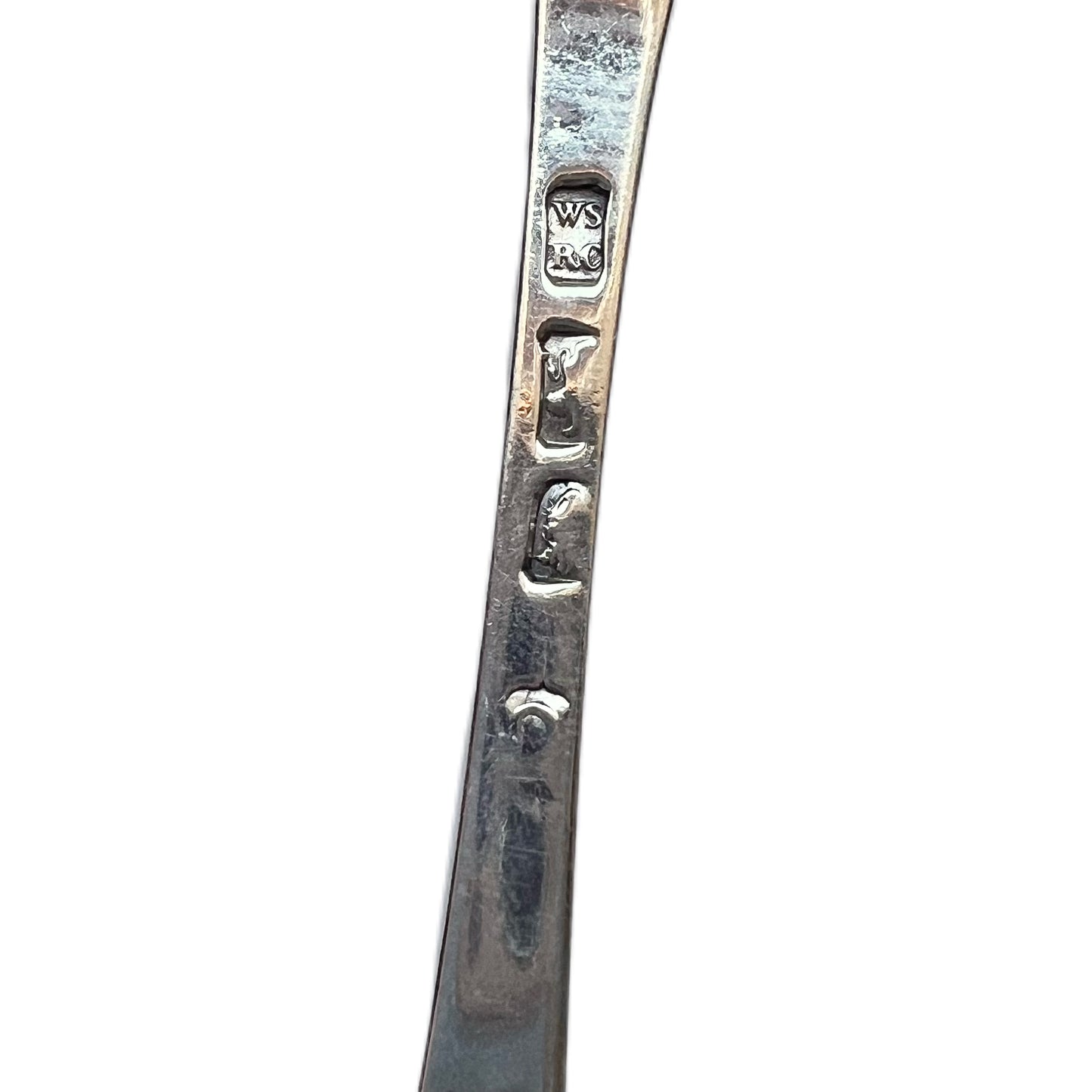 Antique pair of George III crested silver spoons, marks for William Sumner & Richard Crossley circa 1782