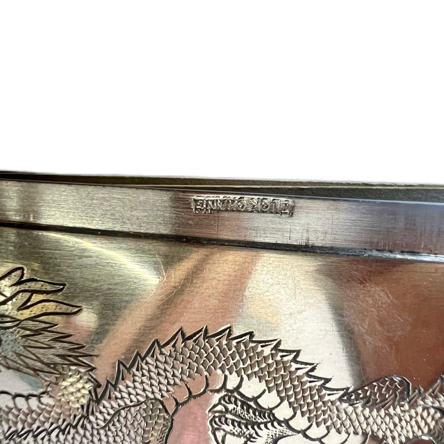 Near antique Chinese export silver Tuck Chang card holder, estate of Shanghai Police Supt. J.F. Lovell