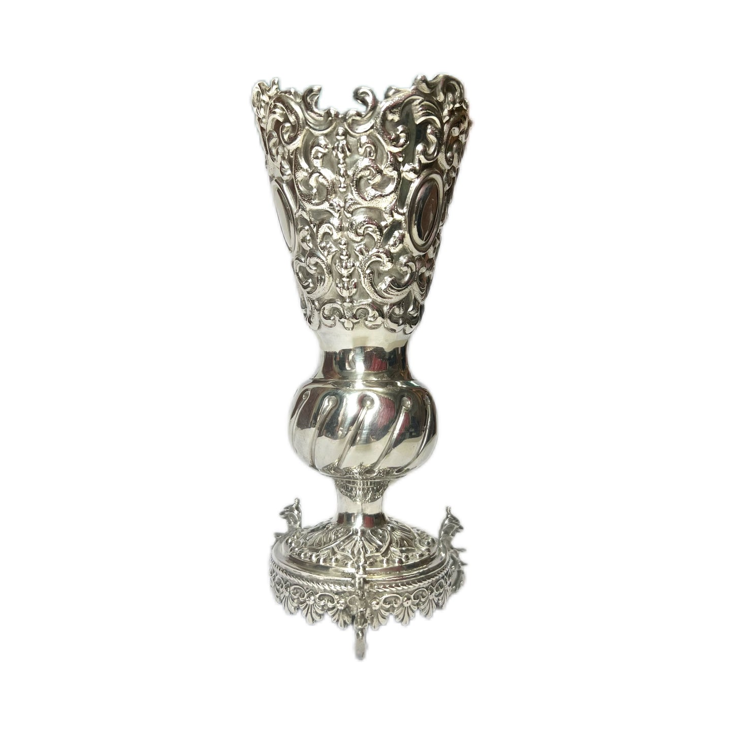 Antique Victorian sterling silver posy holder, John Newton Mappin